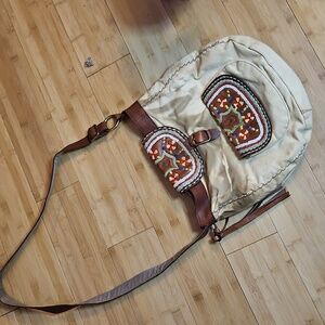 Lucky Brand Tan Canvas Crosd Body Bag